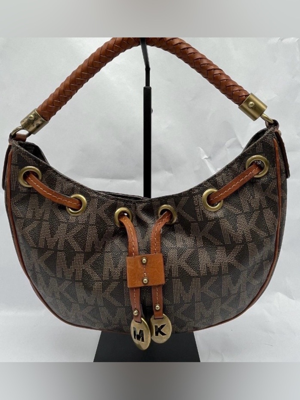 MICHAEL KORS Brown MK Logo Hobo Bag